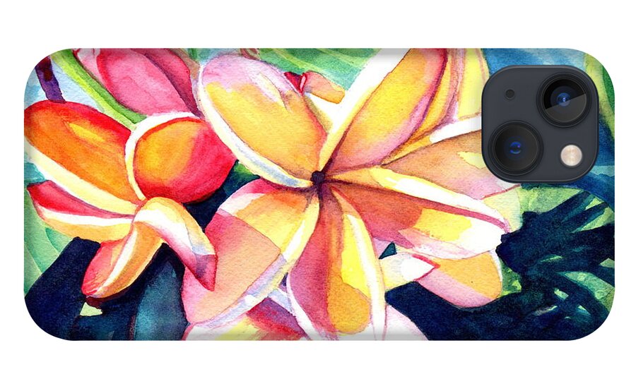 Plumeria iPhone 13 Case featuring the painting Sweet Plumeria 2 by Marionette Taboniar
