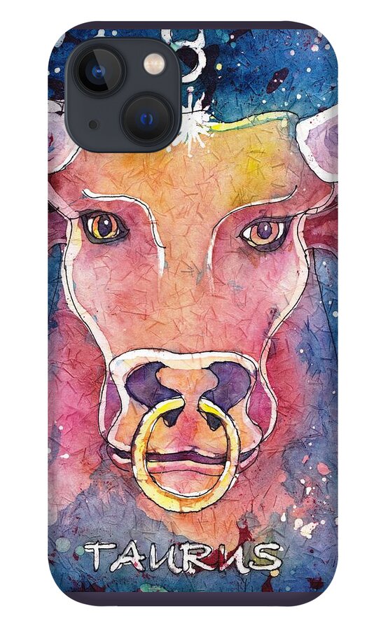 Zodiac iPhone 13 Case featuring the painting Taurus by Ruth Kamenev