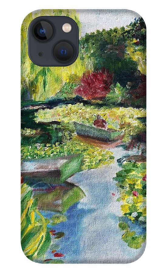Giverney iPhone 13 Case featuring the painting Tending the Pond by Kate Conaboy