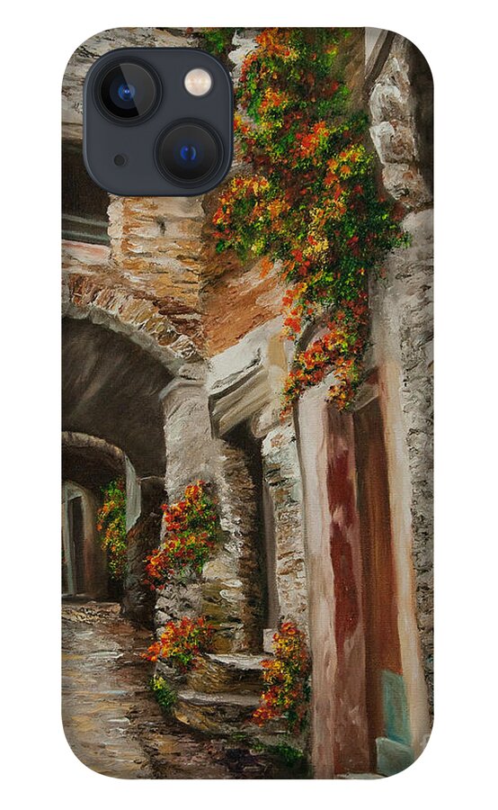 Italy Street Painting iPhone 13 Case featuring the painting The Alleyway by Charlotte Blanchard