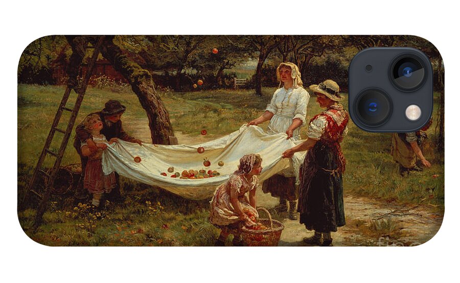 The iPhone 13 Case featuring the painting The Apple Gatherers by Frederick Morgan