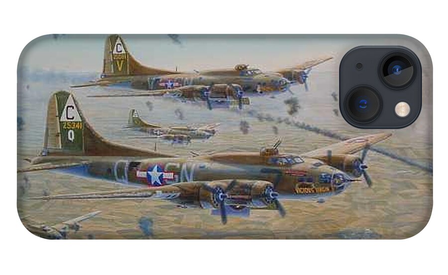303rd Bomb Groups Vicious Virgin iPhone 13 Case featuring the painting The Bomb Run Over Schwienfurt by Scott Robertson