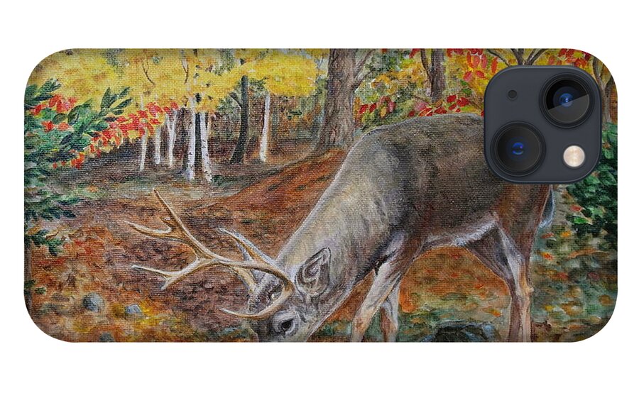 Deer iPhone 13 Case featuring the painting The Buck Stops Here by Michele Myers