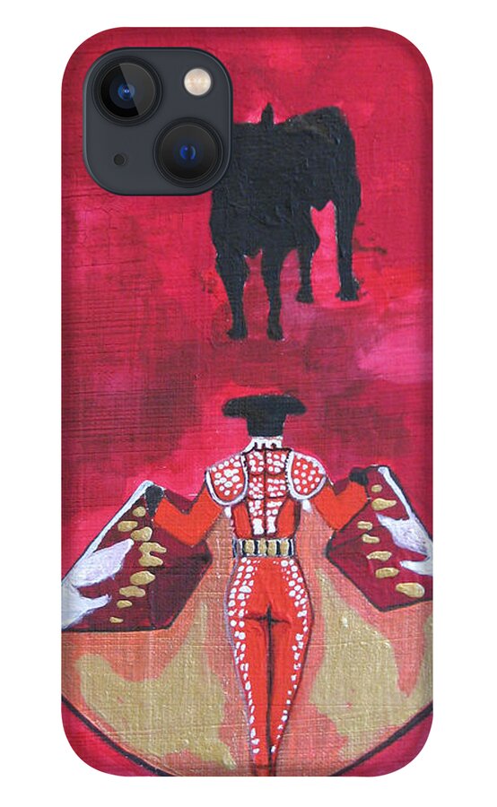 Spanish Art iPhone 13 Case featuring the painting The Bull Fight NO.1 by Patricia Arroyo
