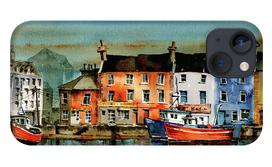 Ireland iPhone 13 Case featuring the painting The Commercial Docks, Galway Citie by Val Byrne