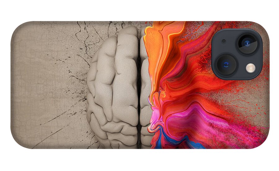 Brain iPhone 13 Case featuring the digital art The Creative Brain by Johan Swanepoel