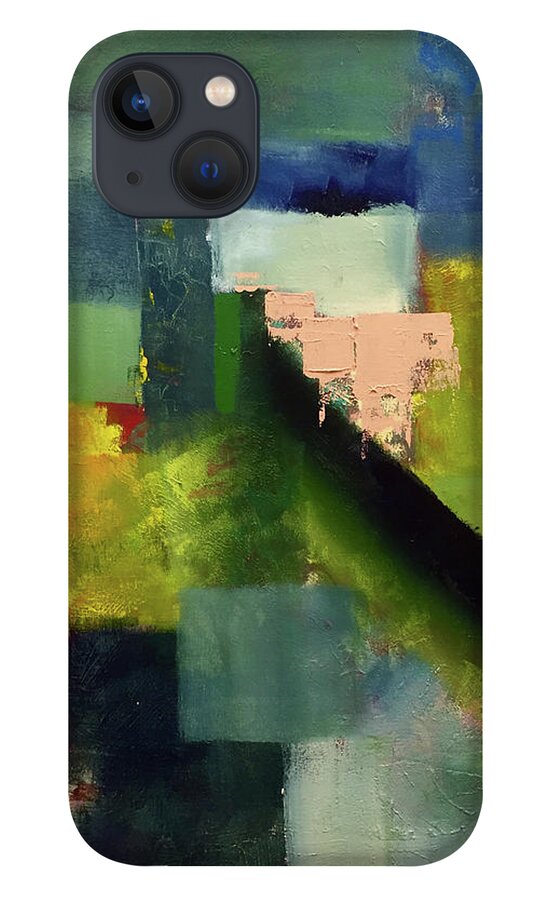 Contemporary Abstract iPhone 13 Case featuring the painting The dark road into town by Dennis Ellman