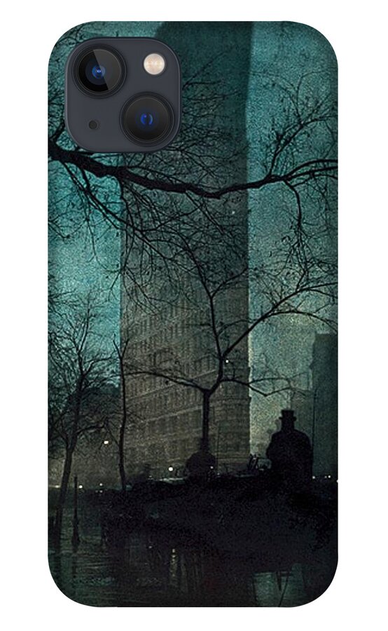 The Flatiron Building iPhone 13 Case featuring the painting The Flatiron Building by Edward Steichen