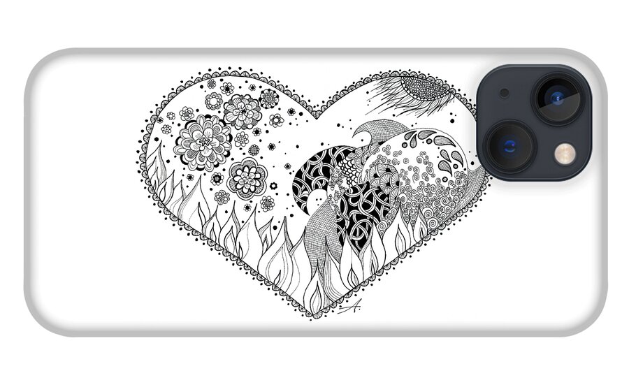Water iPhone 13 Case featuring the drawing The Four Elements by Ana V Ramirez