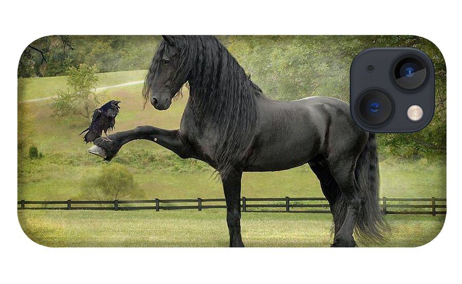 Friesian Horses iPhone 13 Case featuring the photograph The Harbinger by Fran J Scott