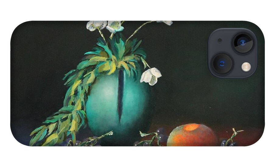 Flower Paintings iPhone 13 Case featuring the painting The Jade Vase and Jasmine by Bob Williams