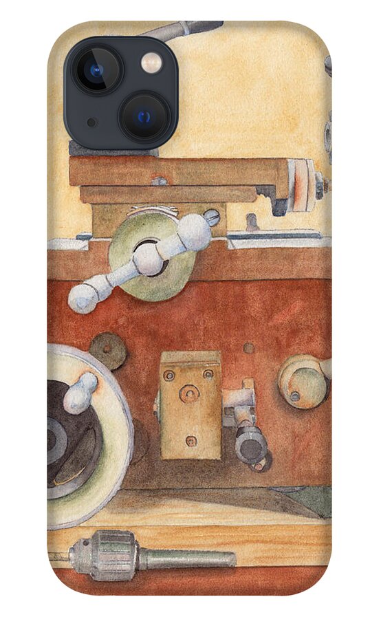 Lathe iPhone 13 Case featuring the painting The Lathe by Ken Powers