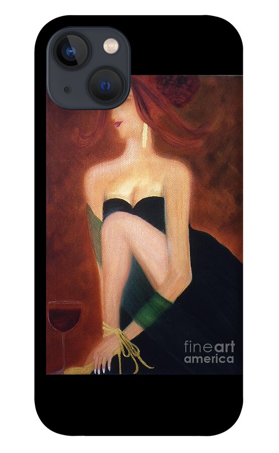Wine iPhone 13 Case featuring the painting The Magic and Mystery of Merlot by Artist Linda Marie