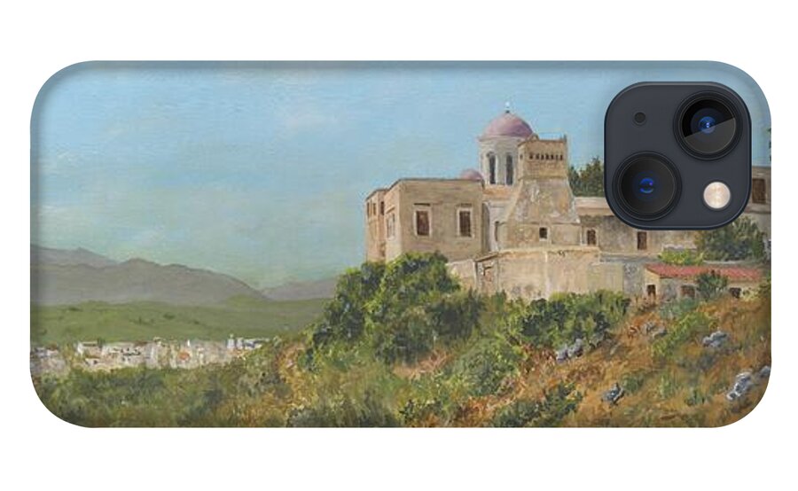 Crete iPhone 13 Case featuring the painting The Monastery of Gonia Kolymbari Crete by David Capon