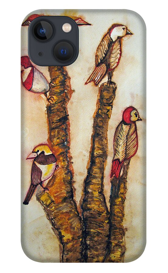 Birds iPhone 13 Case featuring the painting The Night Watchers by Patricia Arroyo