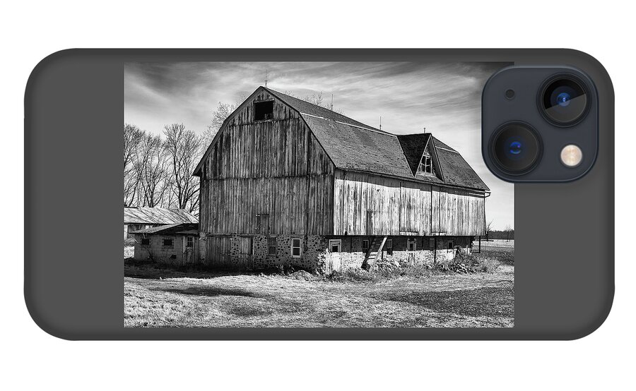 Monochrome iPhone 13 Case featuring the photograph The Old Barn by John Roach