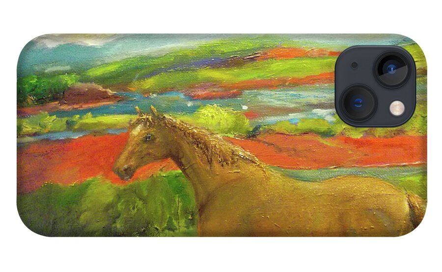 Wild Horse iPhone 13 Case featuring the painting The Outlier by Susan Esbensen
