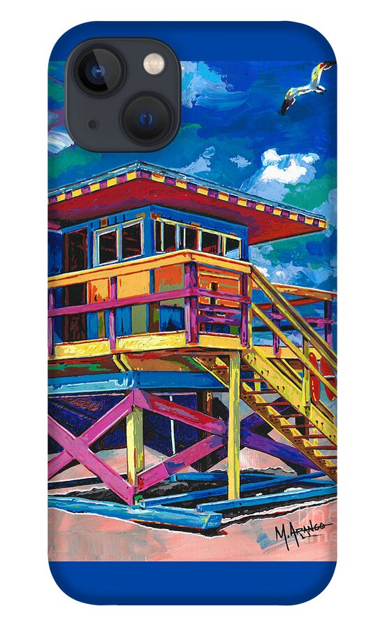 Lifeguard iPhone 13 Case featuring the painting The Stand by Maria Arango