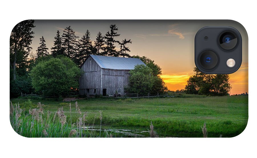 Barn iPhone 13 Case featuring the photograph The Sunset Behind the Barn by Brent Buchner