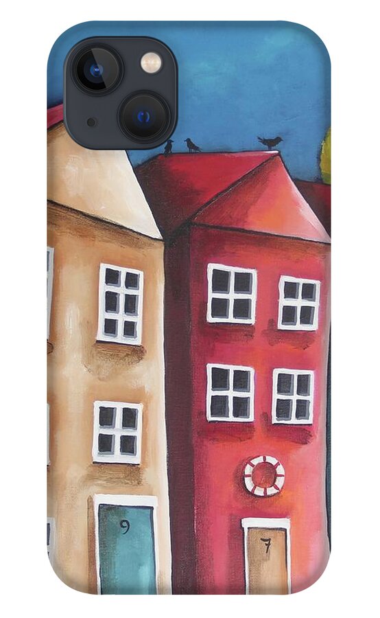 Whimsical iPhone 13 Case featuring the painting The Three Sisters by Lucia Stewart