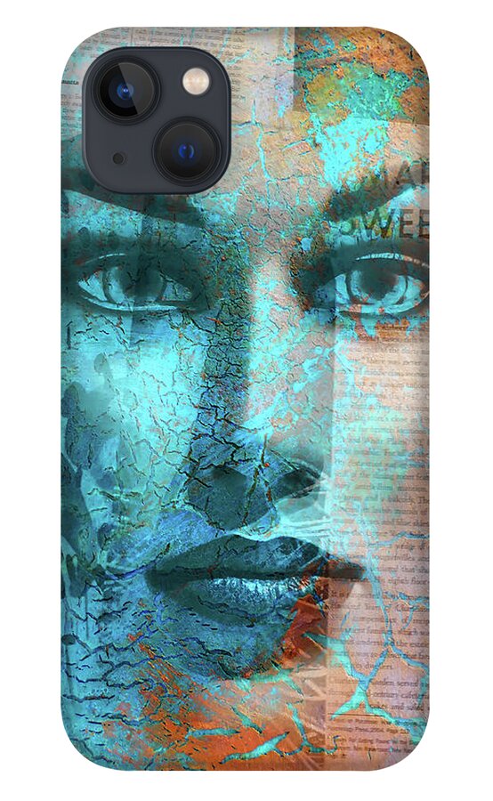 Letter iPhone 13 Case featuring the digital art The woman behind the letters by Gabi Hampe