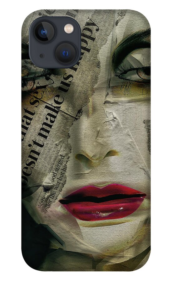 Woman iPhone 13 Case featuring the digital art The woman with the newspaper by Gabi Hampe