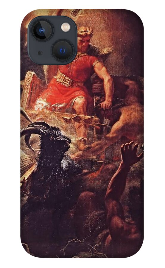 Thor iPhone 13 Case featuring the painting Thor God of the Vikings by Marten Eskil Winge