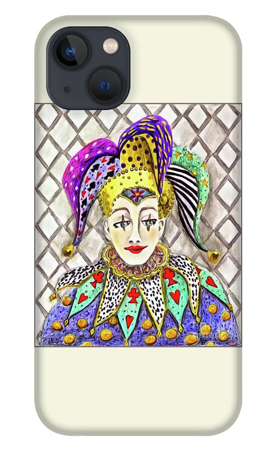 Lise Winne iPhone 13 Case featuring the painting Thoughtful Jester by Lise Winne