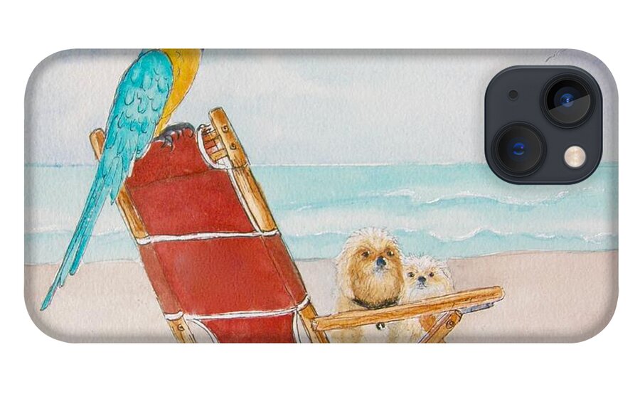 Beach iPhone 13 Case featuring the painting Three Friends at the Beach by Midge Pippel