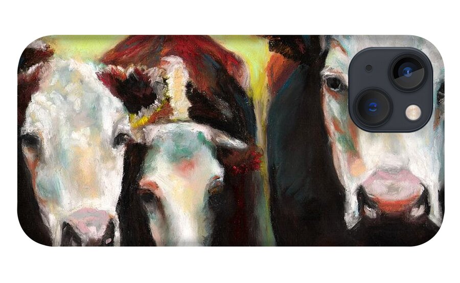 Cows iPhone 13 Case featuring the painting Three Generations of Moo by Frances Marino