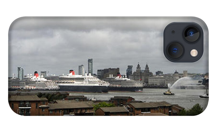 Cunard iPhone 13 Case featuring the photograph Three Queens on the Mersey by Spikey Mouse Photography