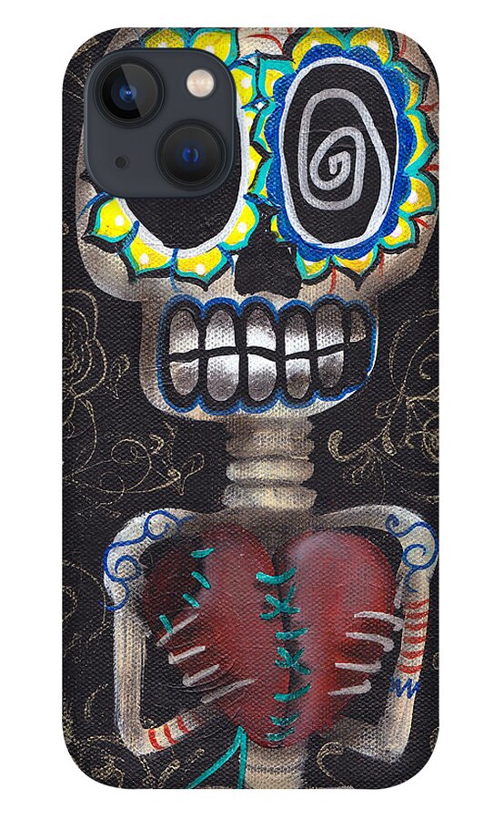 Day Of The Dead iPhone 13 Case featuring the painting Toma mi Corazon by Abril Andrade