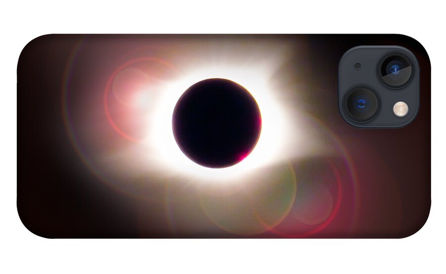 Total iPhone 13 Case featuring the photograph Total Eclipse of the Sun T Shirt Art with Solar Flares by Debra and Dave Vanderlaan
