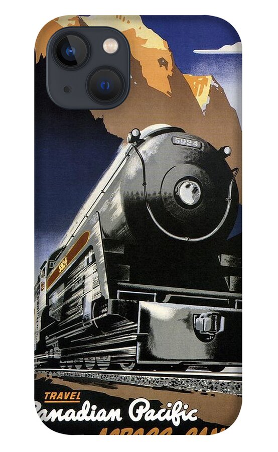 Canadian Pacific iPhone 13 Case featuring the mixed media Travel Canadian Pacific Across Canada - Steam Engine Train - Retro travel Poster - Vintage Poster by Studio Grafiikka