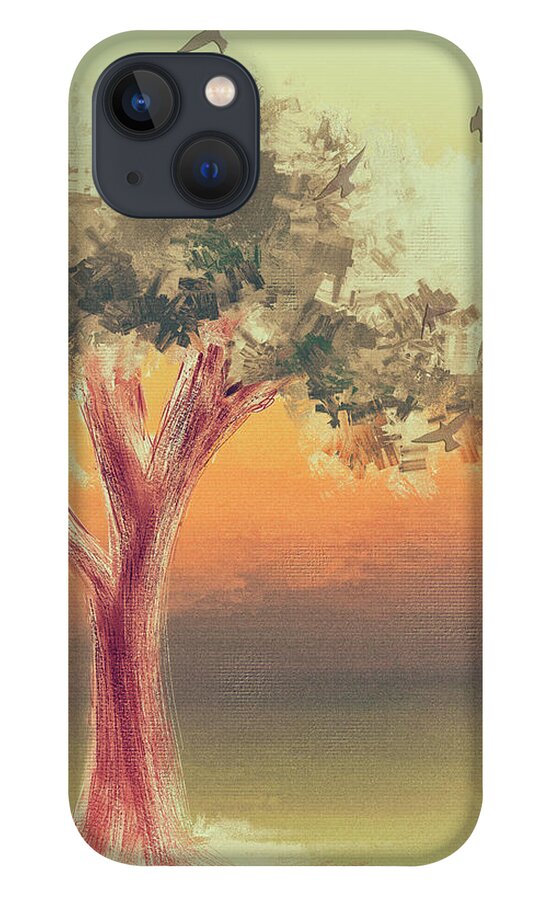 Tree iPhone 13 Case featuring the digital art Tree At Dawn by Lois Bryan
