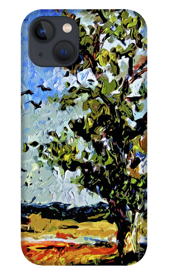 Trees iPhone 13 Case featuring the mixed media Tree in Summer Sun Mixed Media by Ginette Callaway