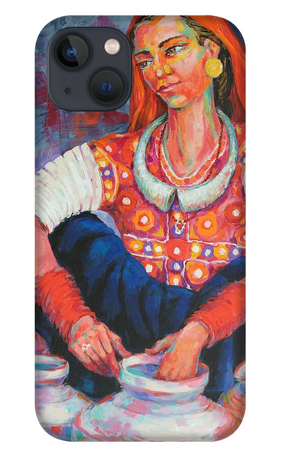 Tribal Woman iPhone 13 Case featuring the painting Tribal Beauty of Kutch by Jyotika Shroff