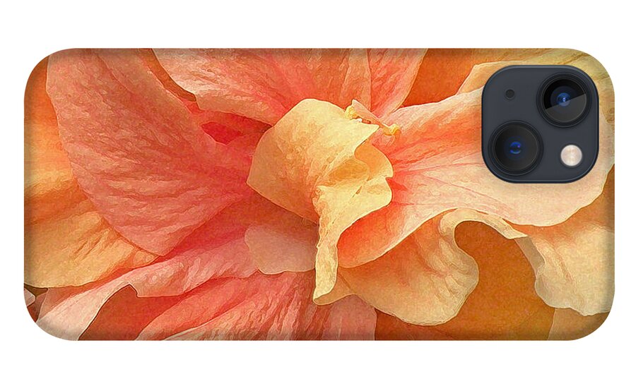 Photography iPhone 13 Case featuring the photograph Tropical Peach Hibiscus Flower by Deborah Smith