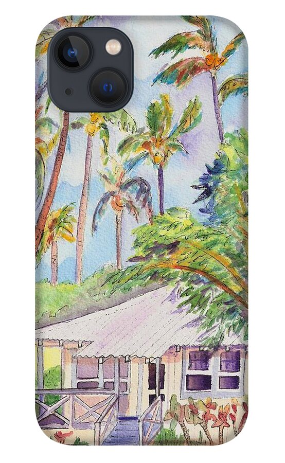 Kauai iPhone 13 Case featuring the painting Tropical Waimea Cottage by Marionette Taboniar