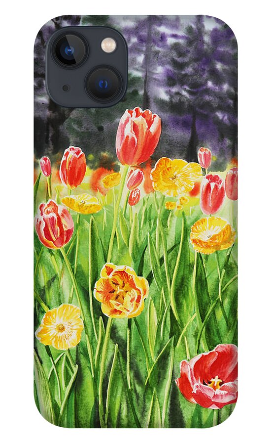 Tulip iPhone 13 Case featuring the painting Tulip Garden in San Francisco by Irina Sztukowski