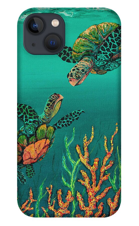 Animal iPhone 13 Case featuring the painting Turtle Love by Darice Machel McGuire