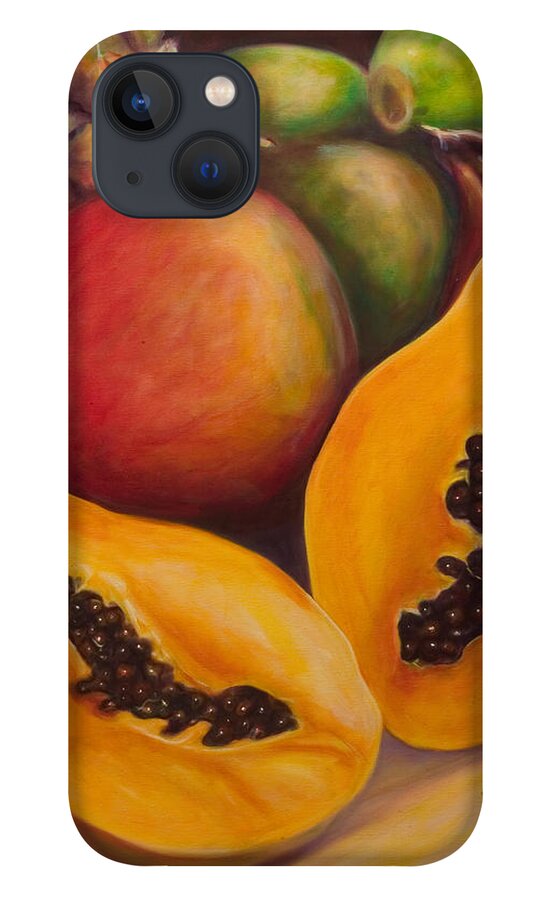 Papaya iPhone 13 Case featuring the painting Twins by Shannon Grissom