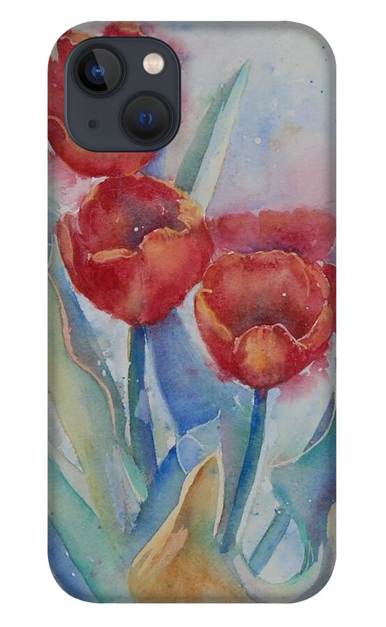 Flowers iPhone 13 Case featuring the painting Undersea Tulips by Ruth Kamenev