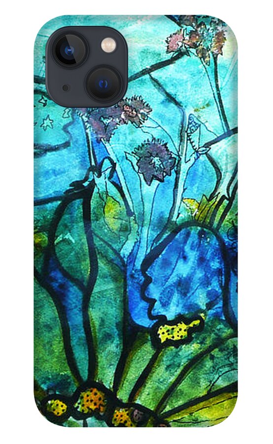 Abstract iPhone 13 Case featuring the painting Underwater Fantasy by Marilyn Brooks