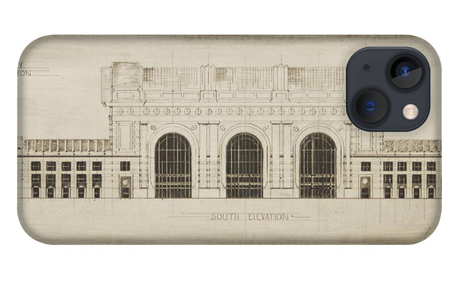 Union Station iPhone 13 Case featuring the drawing Union Station - Blueprint by Gregory Lee