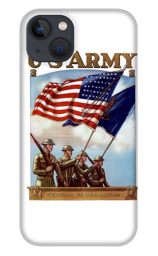 Us Army iPhone 13 Case featuring the painting US Army -- Guardian Of The Colors by War Is Hell Store