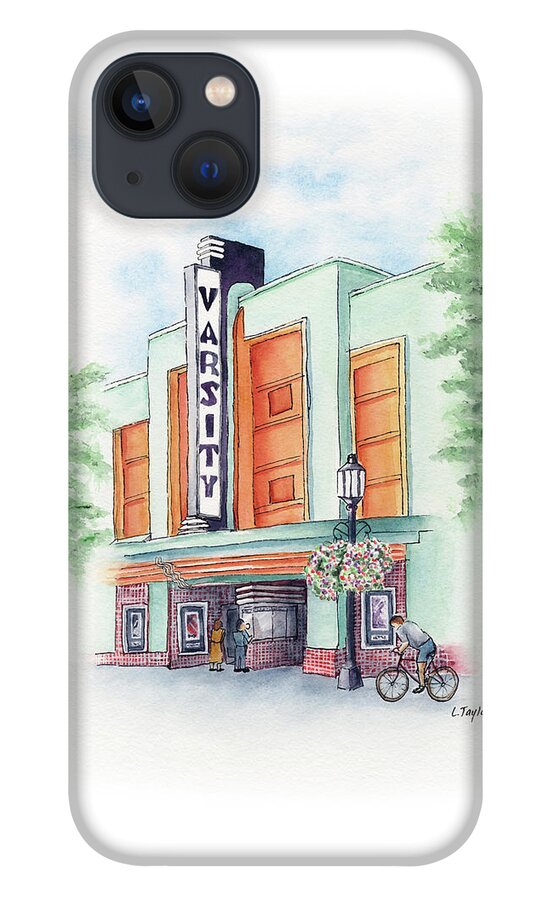 Old Theater iPhone 13 Case featuring the painting Varsity on Main by Lori Taylor