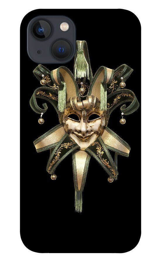 Black Background iPhone 13 Case featuring the photograph Venetian mask by Fabrizio Troiani
