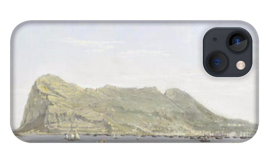 Attributed To Thomas Ender (austrian iPhone 13 Case featuring the painting View of the Rock of Gibraltar from the mainland by MotionAge Designs