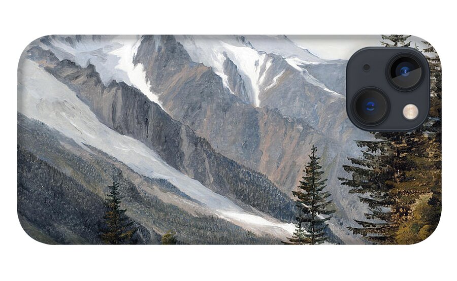Martinus Rorbye iPhone 13 Case featuring the painting View towards Chamonix Mont Blanc by Martinus Rorbye